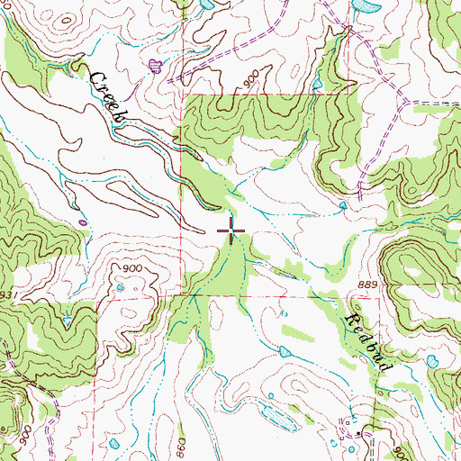 Topographic Map of Redbud Creek, TX