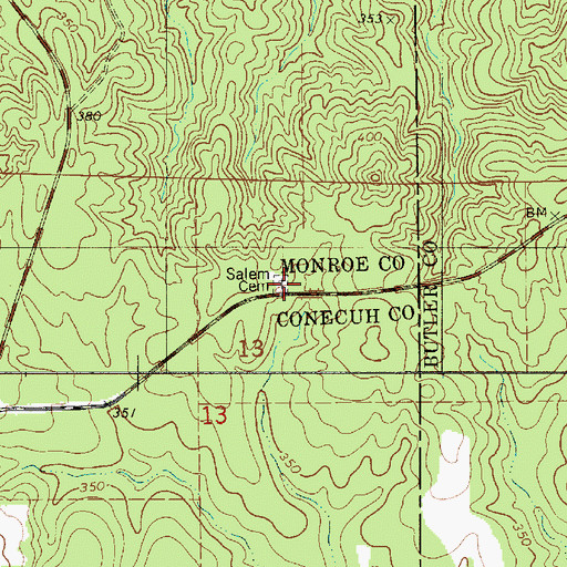Topographic Map of Salem Cemetery, AL