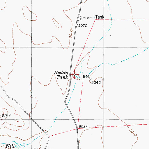Topographic Map of Reddy Tank, TX