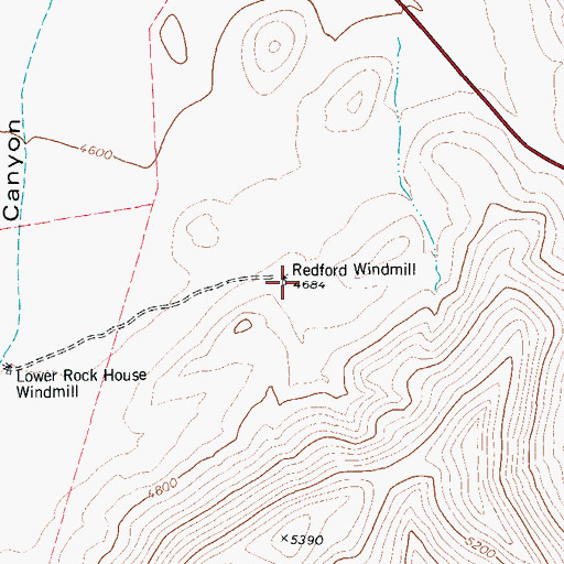 Topographic Map of Redford Windmill, TX