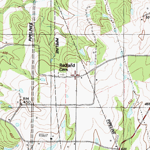 Topographic Map of Redland Cemetery, TX