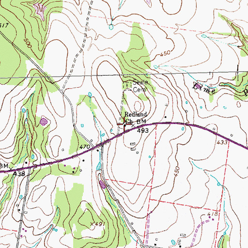 Topographic Map of Redland Church, TX