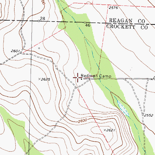 Topographic Map of Redman Camp, TX