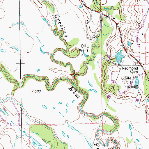 Topographic Map of Redmond Branch, TX