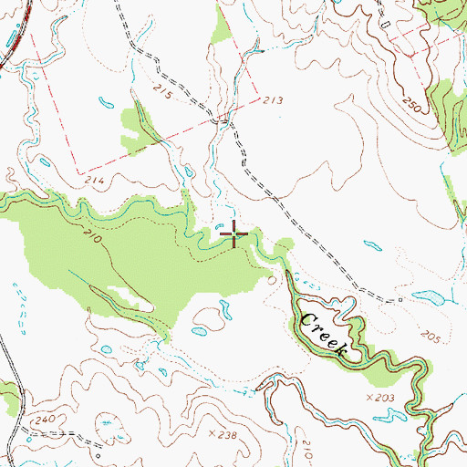 Topographic Map of Reed Branch, TX