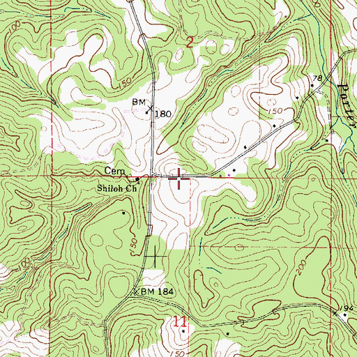 Topographic Map of Shiloh School (historical), AL