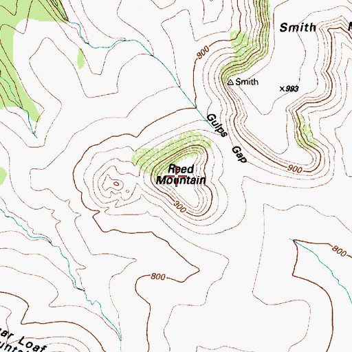 Topographic Map of Reed Mountain, TX