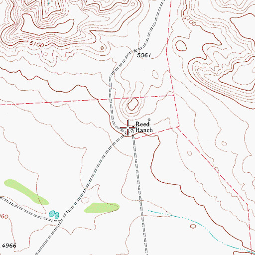 Topographic Map of Reed Ranch, TX