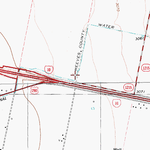 Topographic Map of Reeves County Water Improvement Canal, TX
