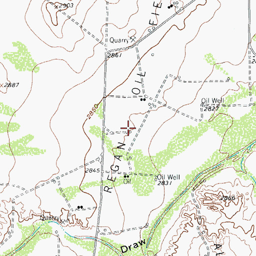 Topographic Map of Regan Oil Field, TX