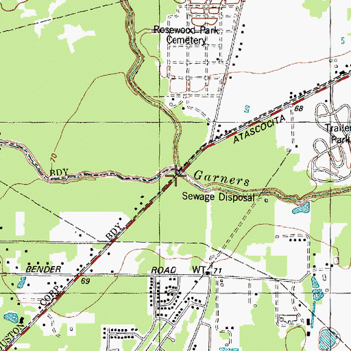 Topographic Map of Reinhardt Bayou, TX