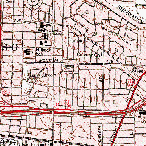 Topographic Map of Remcon School, TX