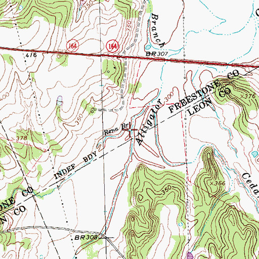 Topographic Map of Rena Branch, TX