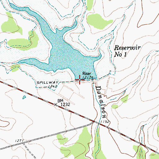 Topographic Map of Reservoir Number One, TX
