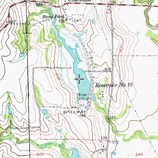 Topographic Map of Reservoir Number Ten, TX