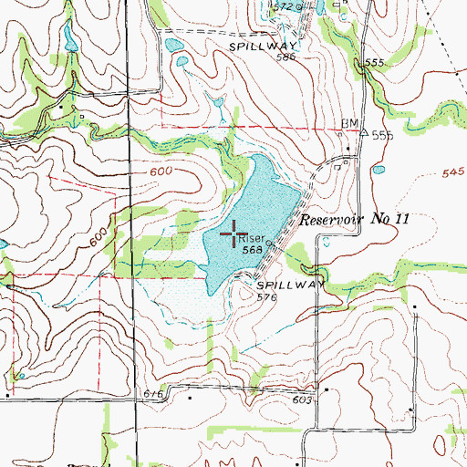 Topographic Map of Reservoir Number Eleven, TX