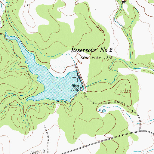 Topographic Map of Reservoir Number Two, TX