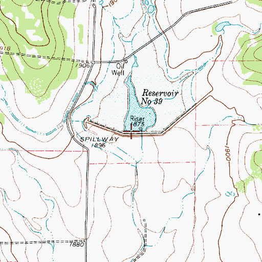 Topographic Map of Reservoir Number Thirtynine, TX