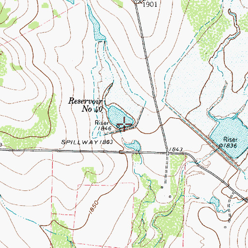 Topographic Map of Reservoir Number Forty, TX