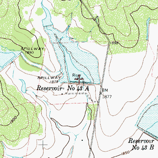 Topographic Map of Reservoir Number Fortythree A, TX