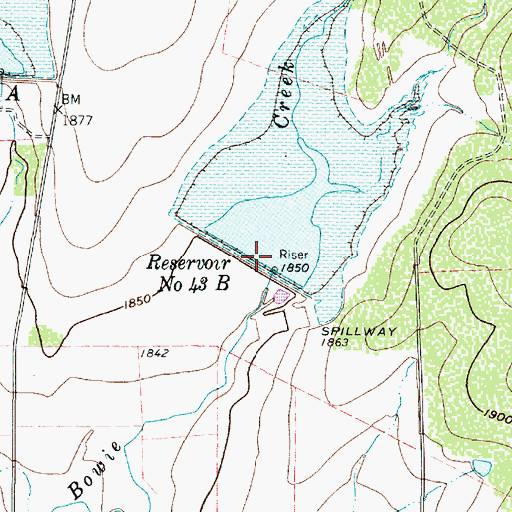 Topographic Map of Reservoir Number Fortythree B, TX