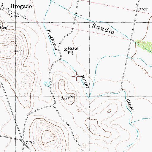 Topographic Map of Reservoir Outlet Canal, TX