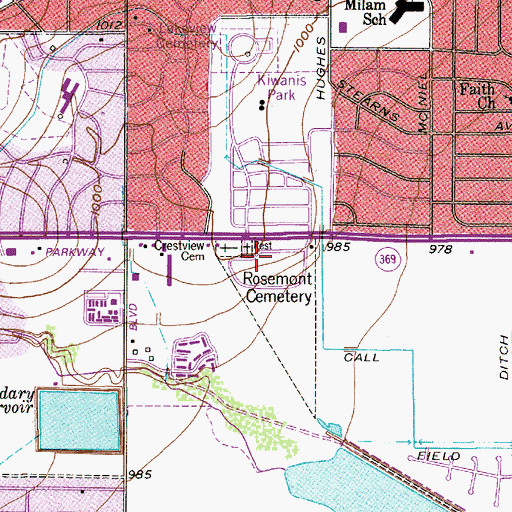 Topographic Map of Rest Cemetery, TX