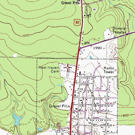 Topographic Map of Rest Haven Cemetery, TX
