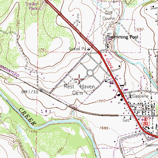 Topographic Map of Rest Haven Cemetery, TX