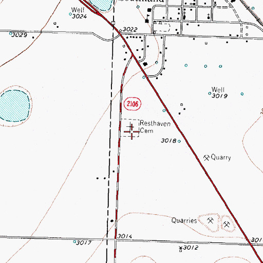 Topographic Map of Resthaven Cemetery, TX