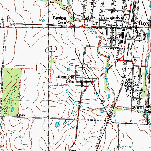 Topographic Map of Restland Cemetery, TX