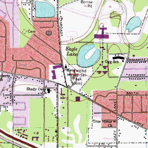 Topographic Map of Restwood Memorial Park, TX