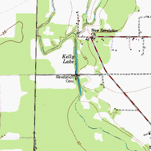 Topographic Map of Revelation Cemetery, TX