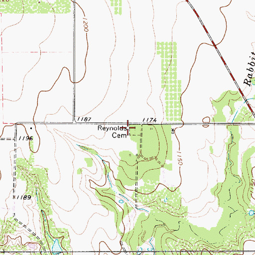 Topographic Map of Reynolds Cemetery, TX