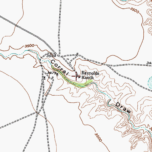 Topographic Map of Reynolds Ranch, TX