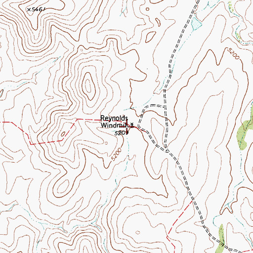 Topographic Map of Reynolds Windmill, TX