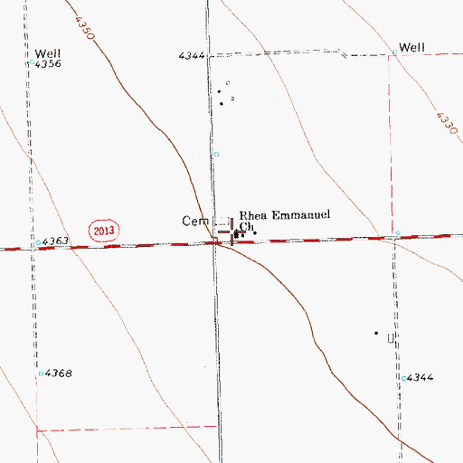 Topographic Map of Rhea Emmanuel Church, TX