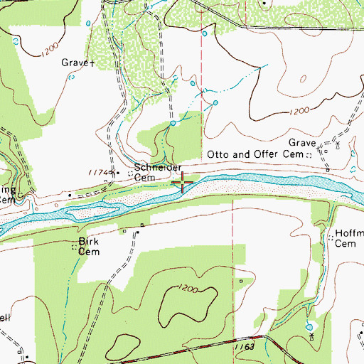 Topographic Map of Rhodes Creek, TX