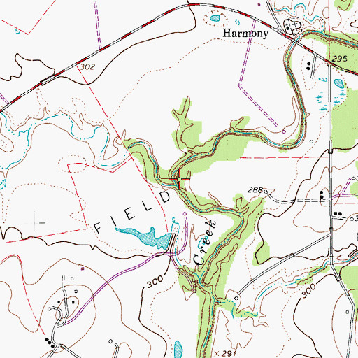 Topographic Map of Rhymes Creek, TX