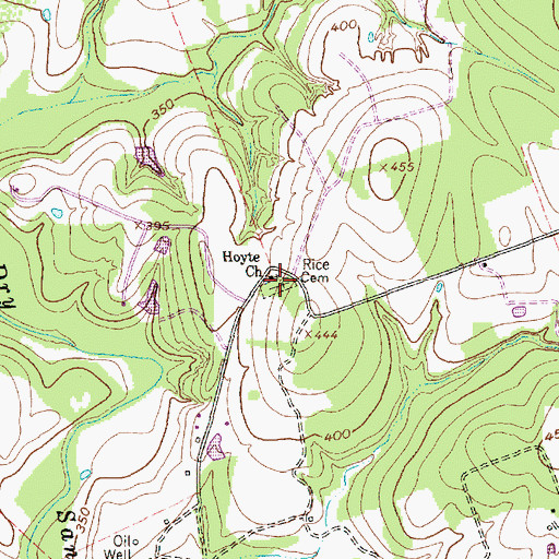 Topographic Map of Rice Cemetery, TX