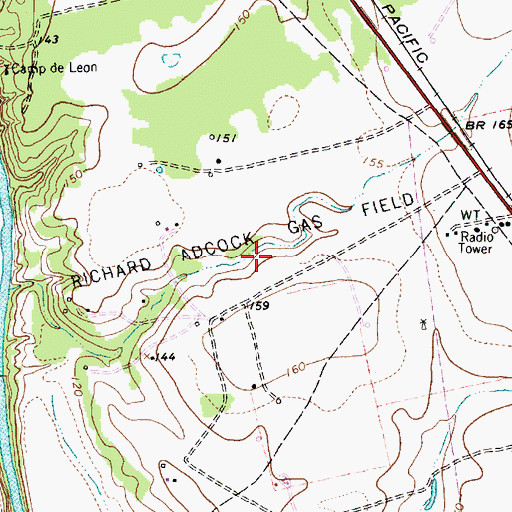 Topographic Map of Richard Adock Gas Field, TX