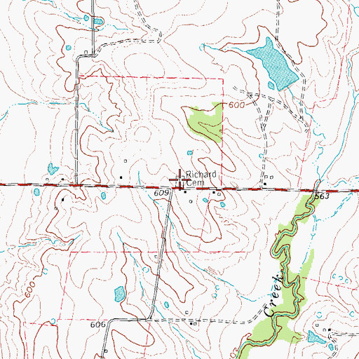 Topographic Map of Richard Cemetery, TX