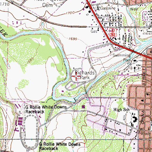 Topographic Map of Richards Park, TX