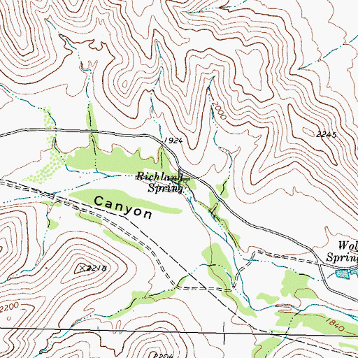 Topographic Map of Richland Spring, TX