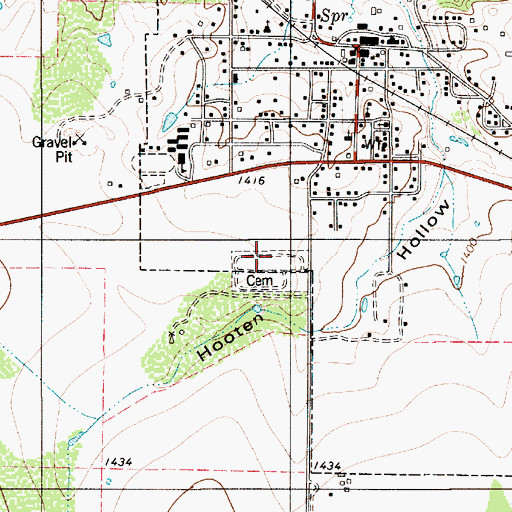 Topographic Map of Richland Springs Cemetery, TX