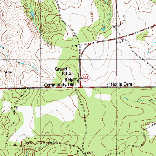 Topographic Map of Ridge Community Hall, TX