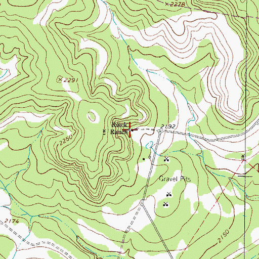 Topographic Map of Rieck Ranch, TX