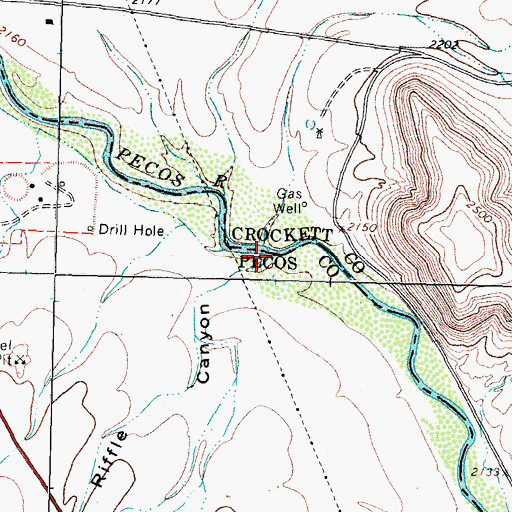 Topographic Map of Riffle Canyon, TX