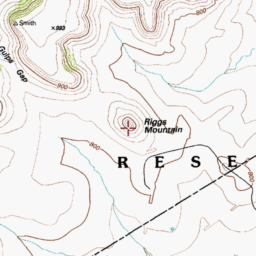 Topographic Map of Riggs Mountain, TX