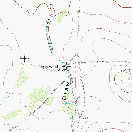 Topographic Map of Riggs Windmill, TX